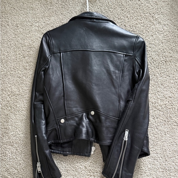 Black Leather Moto Jacket sizs S - Picture 2 of 4